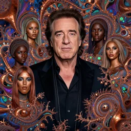 danny devito, by fiona staples and dustin nguyen, peter elson, alan bean, wangechi mutu, metallic colors, fractals, deepdream, oxidized copper, led light, highly detailed and intricate, psychedelic, sharp focus,