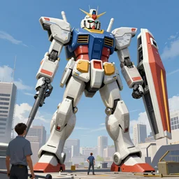 engineers building a giant mecha, art by Fenton Joe