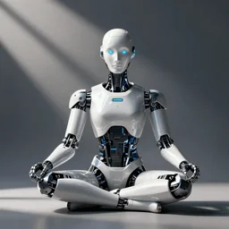 cyber robot meditating