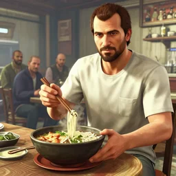 highly detailed 🍜, in gta v, stephen bliss, unreal engine, fantasy art by greg rutkowski, loish, rhads, ferdinand knab, makoto shinkai and lois van baarle, ilya kuvshinov, rossdraws, tom bagshaw, global illumination, radiant light, detailed and intricate environment