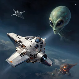 the voyager spacecraft encountering alien life, concept art, digital illustration, trending on artstation, deviantart, artgerm, epic composition, masterpiece, highly detailed, advanced technique, ambient lighting, wlop, ross draws