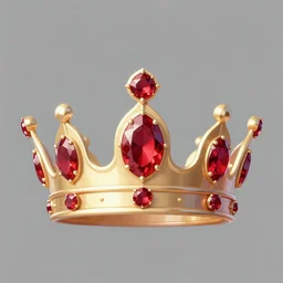 a crown with 3 red gems on it, symmetrical, digital art