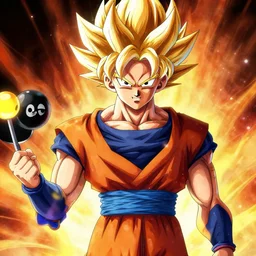 gumball super sayian, Trending on Artstation, Hiroaki Tsutsumi style
