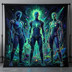 a blacklight reactive visionary fineart backdrop design by android jones, luminokaya cameron gray and salviadroid