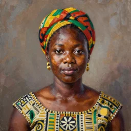 portrait of an ghanaian woman ( 3 5 ) from ghana in 2 0 2 1, an oil painting by ross tran and thomas kincade