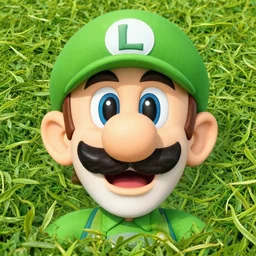 luigi's face on the surface of green tea.