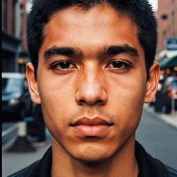 closeup portrait of a Orange with a fac e , new york back street , by Steve McCurry and David Lazar, natural light, detailed face, CANON Eos C300, ƒ1.8, 35mm, 8K, medium-format print