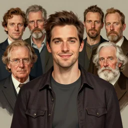 photo of jeff lemire with simple smile paint detailed digital artstation, portrait hd 4 k, y greg rutkowski and gaston bussiere and craig mullins and j. c. leyendecker, hd