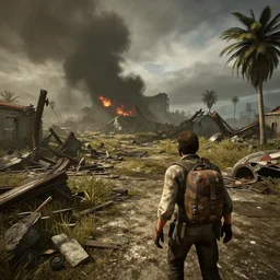 Bahamas in ruins post-nuclear war in Fallout 4, in game screenshot