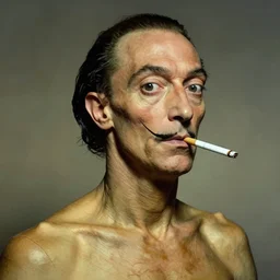 portrait of unseen lovecraftian golden ratio of dakota skye with a hyper realistic cigarette, tight fit. defined neck and face, art by salvador dali joaquim phoenix and best artist in the year 3 0 0 0, post - processing, 8 k, museum worth