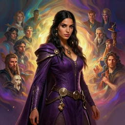 portrait of maya ali sorcerer, gloomhaven, highly detailed, octane render, by greg rutkowski, loish, ferdinand knab, kuvshinov, rossdraws, tom bagshaw, mucha, stephen bliss, sargent and leyendecker and greg hildebrandt, global illumination, radiant light, abstract rippling background, gaudy colors