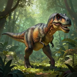 tyrannosaurus walking in the jungle, full body shot, highly detailed, digital painting, artstation, concept art, matte, sharp focus, illustration, hearthstone, art by artgerm and greg rutkowski and alphonse mucha
