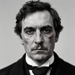 close up photo portrait of a 19th century ugly clean-face gangster with scars by Diane Arbus and Louis Daguerre