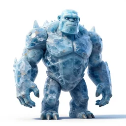 weathered ice golem, stylized pixar-style 3d render, full body, standing, isolated on a pure white background, centered, whole figure in frame, sharp focus, studio lighting