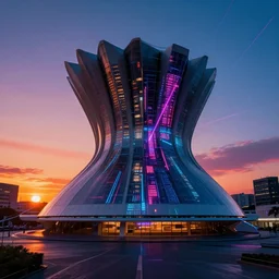 architecture by oscar niemeyer, evil bladerunner 2 0 4 9 retrowave myst alien tokyo tron vaporwave nature nightvision at night neon signs studio ghibli lightpaint sunset hyperrealism at dusk laser morning sun, archdaily, wallpaper, highly detailed, trending on artstation.