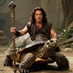film still of danny trejo as an ancient tortoise with a staff in a fantasy movie