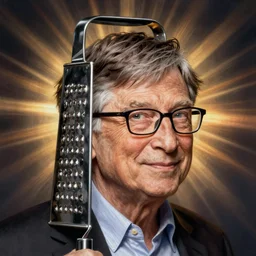 a cheese grater in the style of the face of bill gates, surrealism