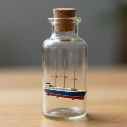 miniature ship inside a bottle