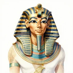 watercolor illustration of an Egyptian Pharaoh