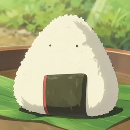 a triangular rice ball, animation, by makoto shinkai