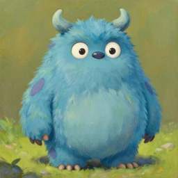 a cute fluffy monster, an illustration by cyril rolando and goro fujita, deviantart, fantasy art, storybook illustration, oil on canvas