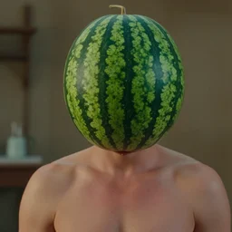 film still of a man with a watermelon for a head in the new watermelonman movie, 4 k