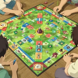 a board game, trending on artstation, vivid colors, top view, by studio ghibli