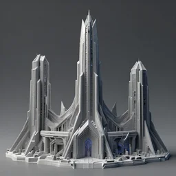 3 d sculpt of a minimalist cyberpunk futurist angular cathedral'necron architecture'evil gothic tron arcane ruins, warhmmer 4 0 k scifi tower spaceship inspired by the matrix, lotr, star wars, ilm, beeple, star citizen halo, high tech industrial, artstation unreal