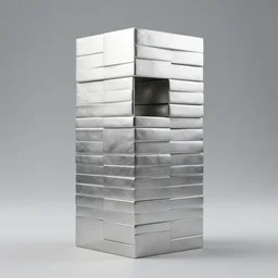 sculpture made of stacked 1 0 ea block, contemporary art, minimal, silver steel, trending on behance, keyshot 1 1