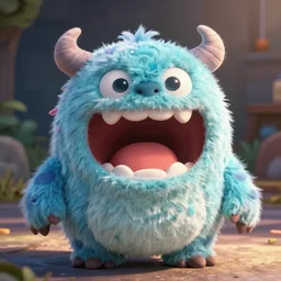 cute fumo plush of a hungry monster girl, large maw smile, vray