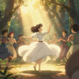 bathed in light in the spring east, warmth, dance, much, much dance, sounds, by adam varga, ghibli, cinematic lighting, volumetric lighting, smooth, sharp focus, highly detailed, render in unreal engine 5, artstation, deviantart, behance, trending, epic composition, hd, octane, unreal engine, volumetric lighting, light rays,