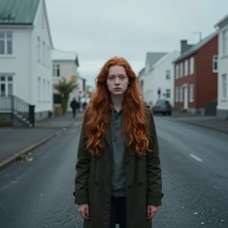 reykjavik is the capital and largest city of iceland in style of the game life is strange witha very long red hair teen age girl - n 4