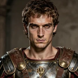 roman general, handsome noble, ancient soldier, close - up portrait of roman warrior in lorica segmentata, character portrait, masterfully shaded, deep focus, amber eyes, insane color, artstation, perfect dramatic lighting, 8 k, game cover art, sharp focus, anatomically correct, historical reconstruction, by artgerm and greg rutkowski