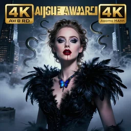hyperrealistic portrait of amber heard as a witch blood dripping lips, black swan feathers coat noir, sapphire butterfly jewellery, snakes emerging from mystic fog smoke, above the clouds skyscrapers. by jeremy mann, fantasy art, photo realistic, dynamic lighting, artstation, poster, volumetric lighting, 4 k, award winning