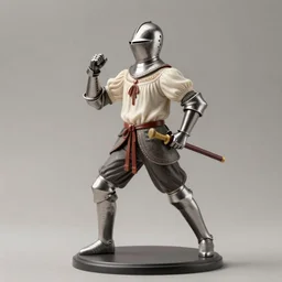 still medium shot, figurine of medieval knight wearing an elegant summer blouse, dynamic pose, personification, detailed product photo, featured on amiami, 8 k, 8 5 mm, f. 1 4, beautiful composition,