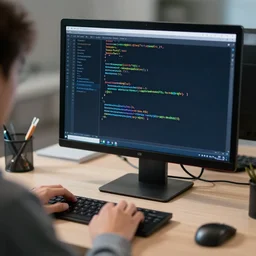 a computer running code