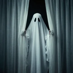 a ghost behind the curtains