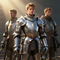 wlop and krenz kushart and alphonse mucha detailed, digital concept of a male knight in a shining armour, sunbeam, unreal engine, hyperrealism, cinematic composition, blender render, octane render, hdr, detailed textures