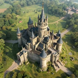 drone shot castle, fantasy art, trending on artstation, highly detailed, digital art