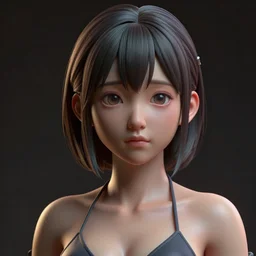 cgsociety, by wlop, ilya kuvshinov, krenz cushart, greg rutkowski, trending on artstation. zbrush sculpt, octane, maya, houdini, vfx. close - up face of a cute japanese girl wearing bikini. cinematic dramatic atmosphere, sharp focus, volumetric lighting