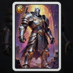 elegant hyper realistic intrincated concept art full body portrait painting, trading card game art, of a translucent muscular dark gritty warhammer iron maiden, wearing ornated armor, vivid color scheme, scary atmospheric lighting, on a ruined heaven gates, in the style of cristian sauret
