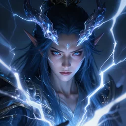 portrait of thunder elemental, summon, lightning, high fantasy, dnd, face details, extremely detailed, smooth, sharp focus, digital illustration, by artgerm, rossdraws, sakimichan