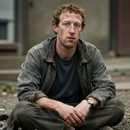 mark zuckerberg as a dirty decrepit homeless man, 4 k ultra high detailed