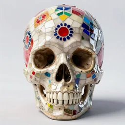 mosaic skull multicolor 3 d ainted