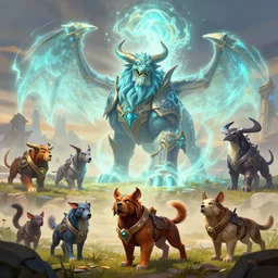 mount epic dogs screenshot world of warcraft mounts worldboss bioluminecant light concept sketch art and by feng zhu alena aenami artworks in 4 k beeple, by thomas kinkade heartstone overwatch blizzard 3 d rtx hdr