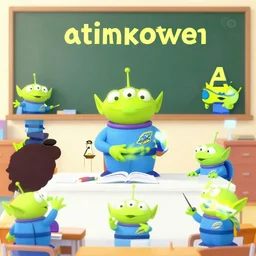 an alien elementary school textbook alphabet lesson