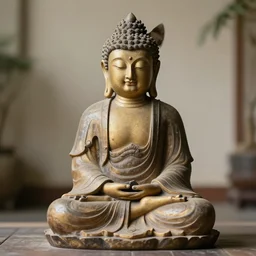 a cat meditating in the style of buddha