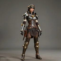 full length photograph of a beautiful steampunk warrior. extremely detailed. dslr. 5 0 mm.