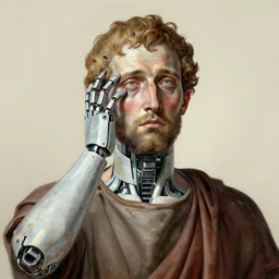 despair, self portrait by dr robotno grantius, rome 2 5 bc. consciousness rising. sp approx 6 8 million euros.