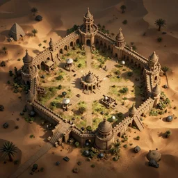map of a dungeon in a desert, isometric, detailed, game, dungeons and dragons
